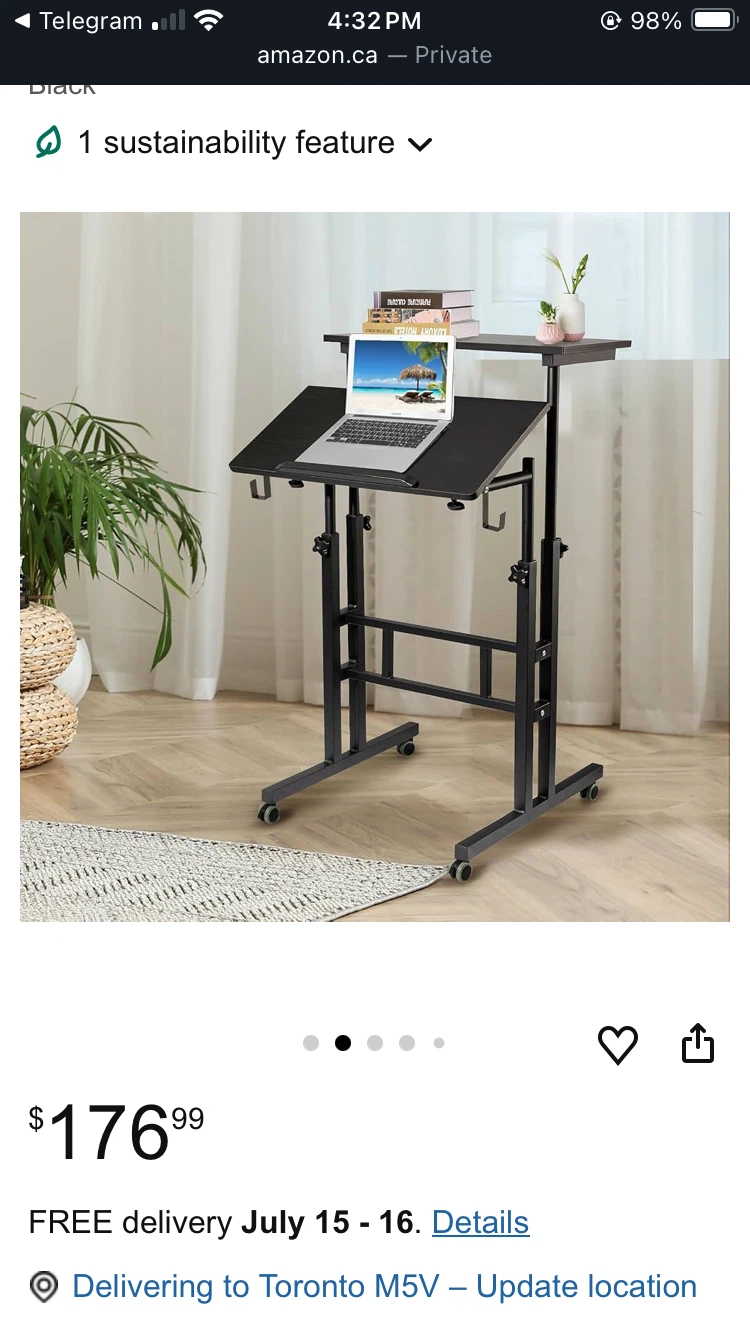 Mobile Stand Up Desk Height Adjustable Desk Black - photo 2
