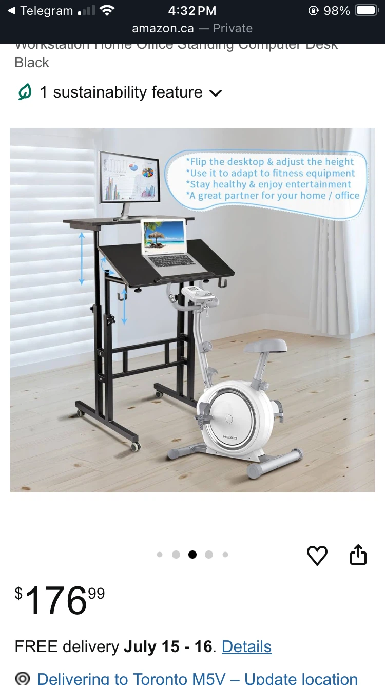 Mobile Stand Up Desk Height Adjustable Desk Black - photo 3