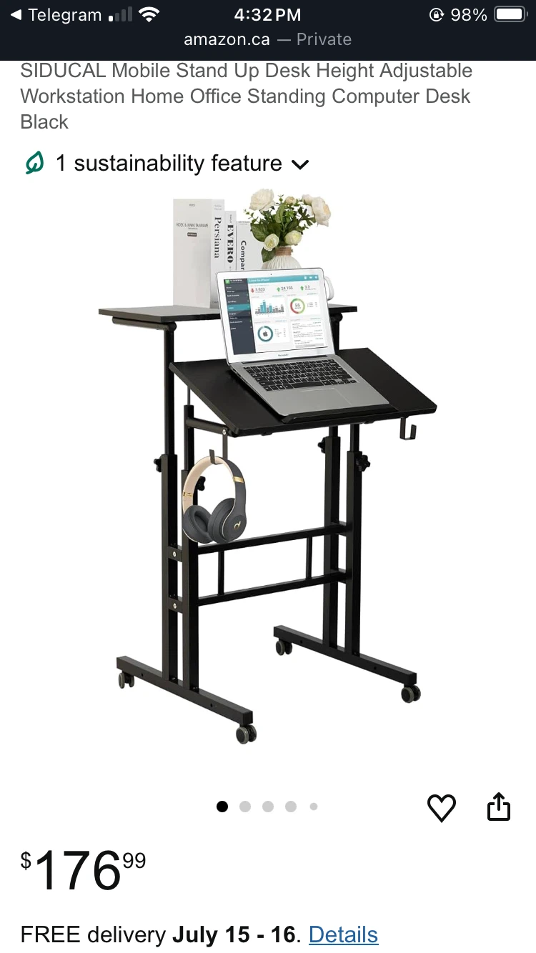 Mobile Stand Up Desk Height Adjustable Desk Black - photo 4