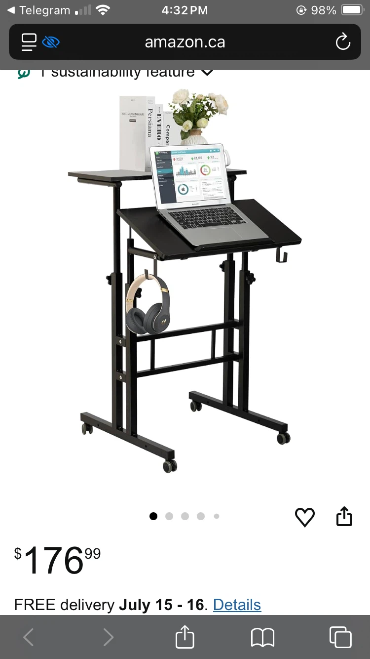 Mobile Stand Up Desk Height Adjustable Desk Black - photo 5