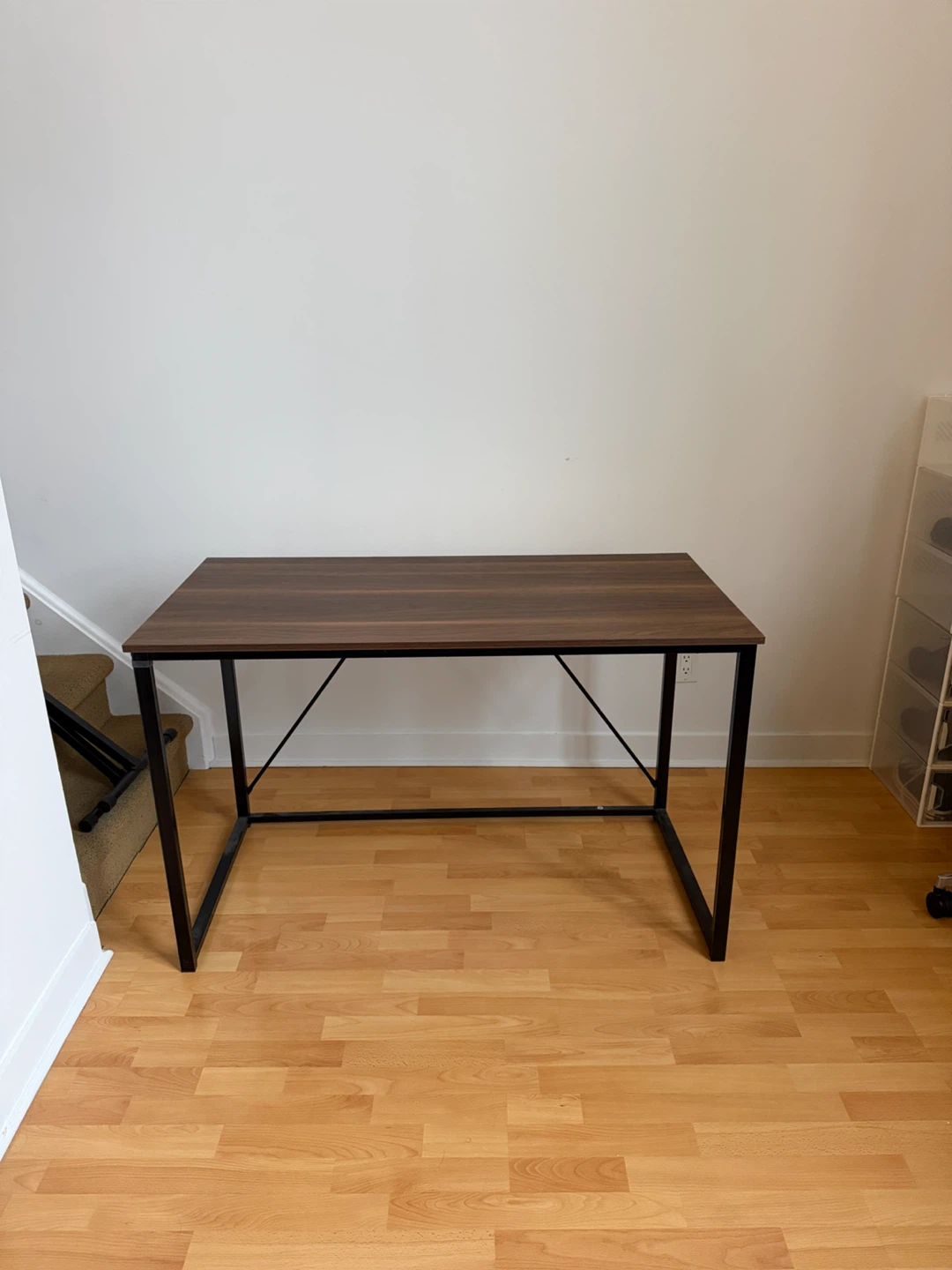 Walnut Finish Desk with Black Metal Frame