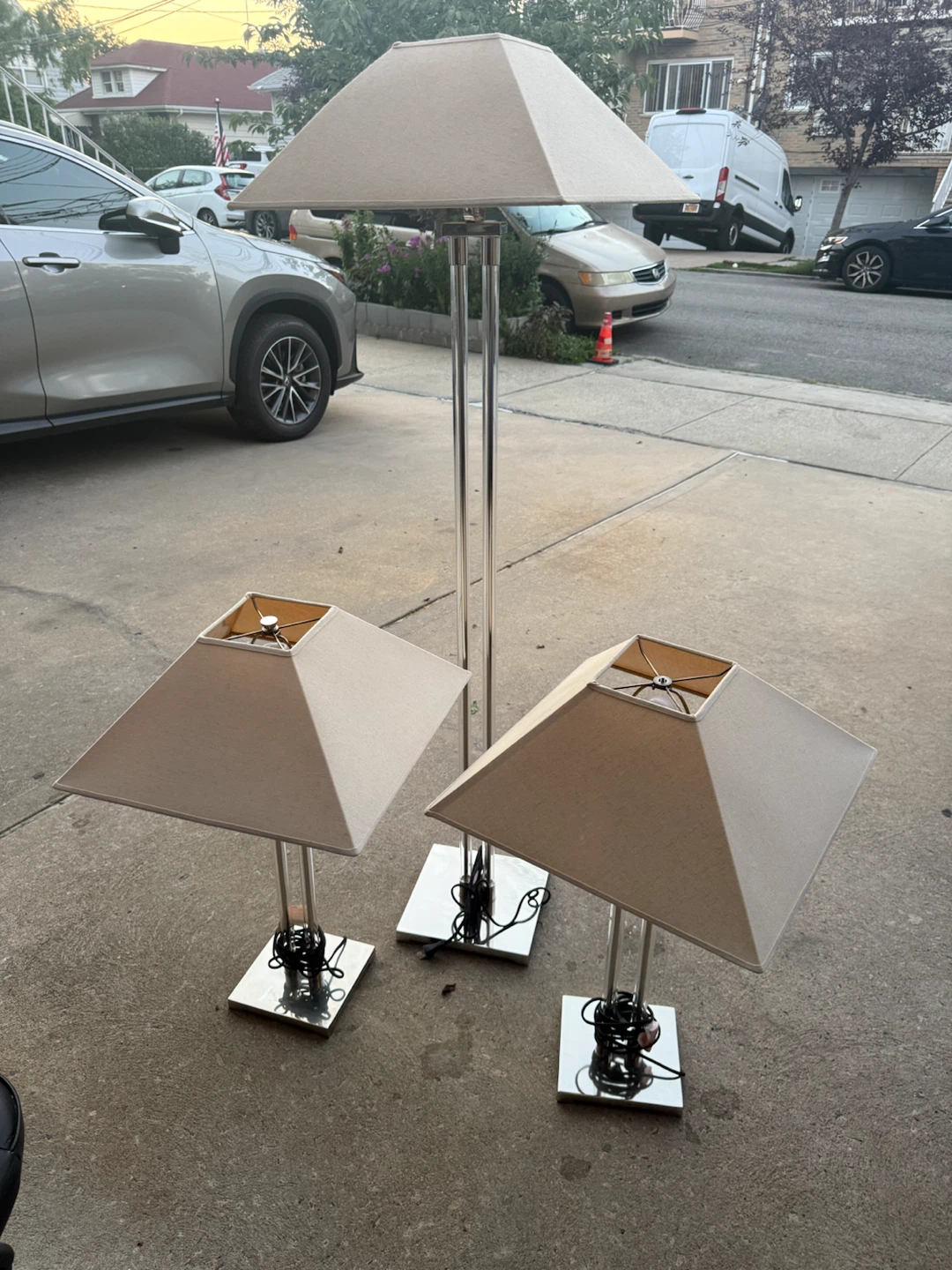 Set of 3 Modern Square Shade Lamps
