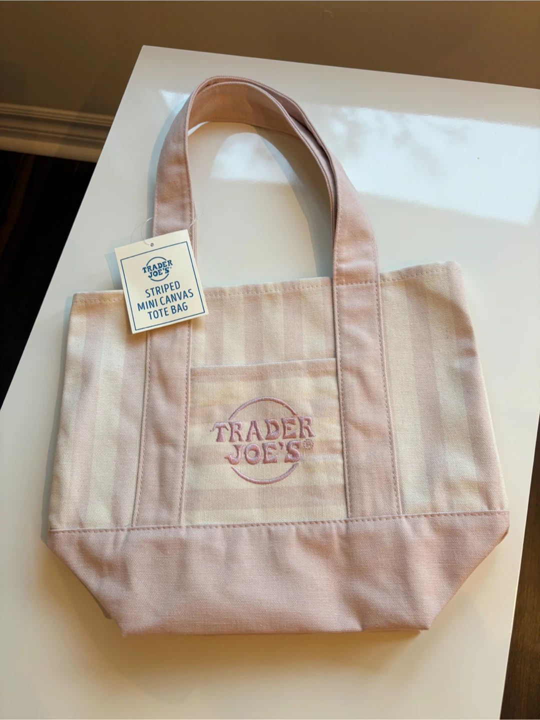 Trader Joe's Striped Mini Canvas Tote Bag
