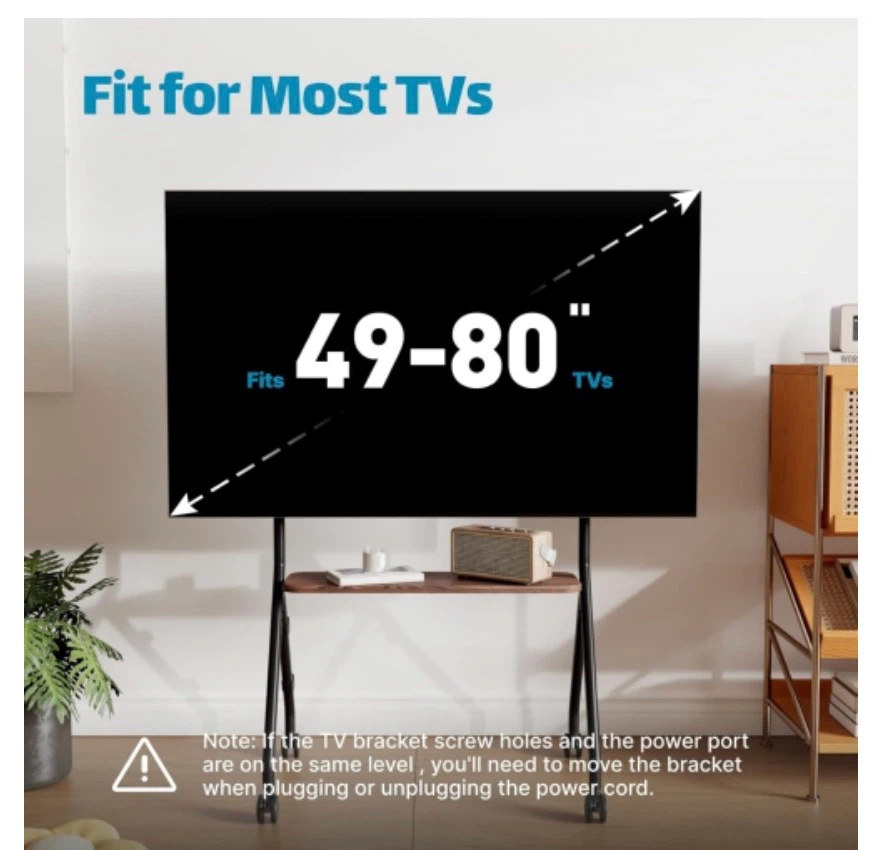 Rolling TV Stand with Shelf for 49"-80" TVs - photo 3