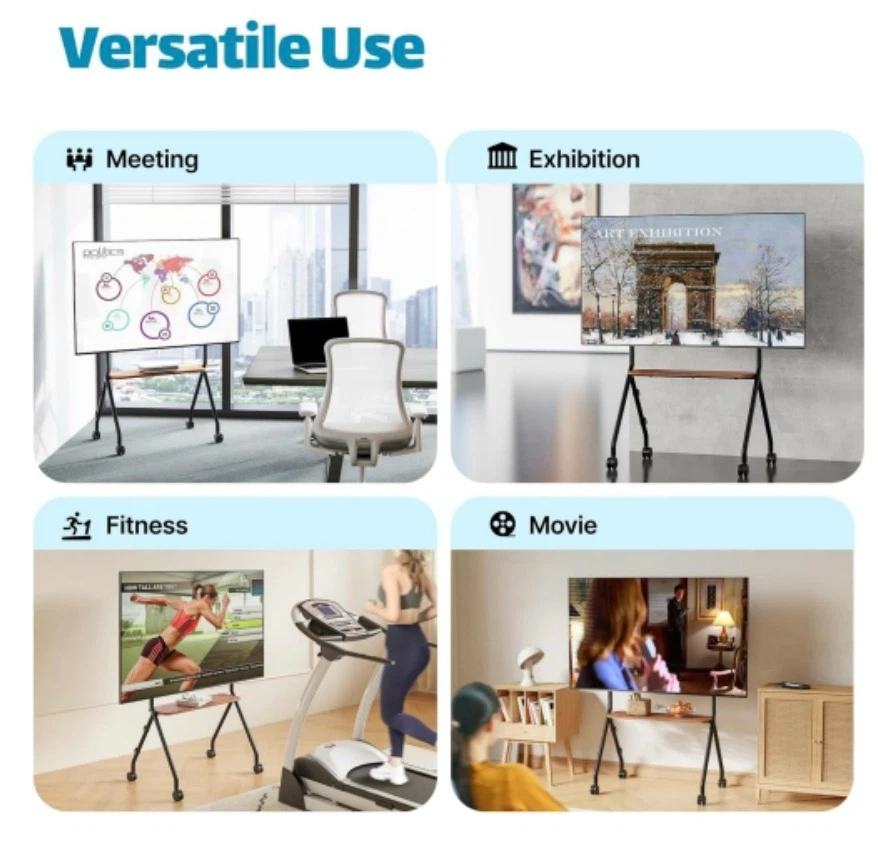 Rolling TV Stand with Shelf for 49"-80" TVs - photo 4