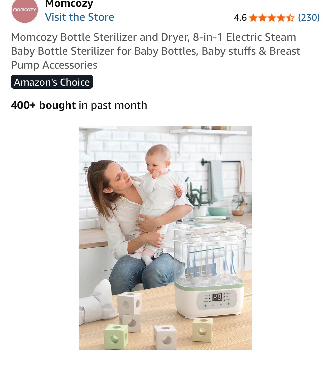 Momcozy 8-in-1 Electric Bottle Sterilizer and Dryer - photo 2