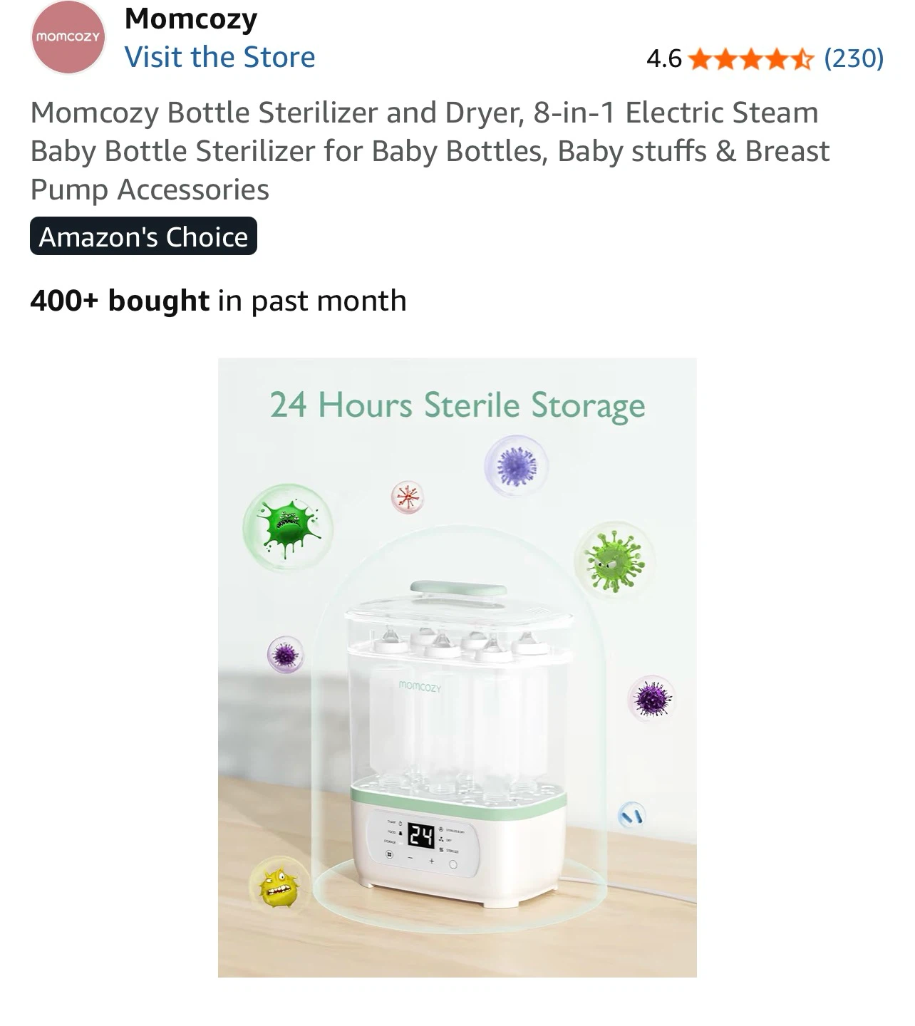 Momcozy 8-in-1 Electric Bottle Sterilizer and Dryer - photo 5