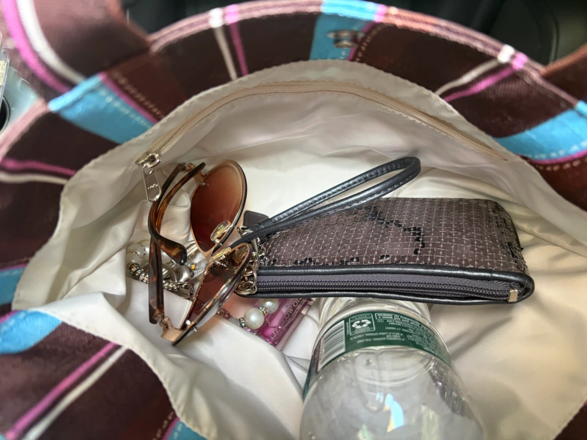 Larroude Brown Stripe Tote Bag with Palm - photo 5