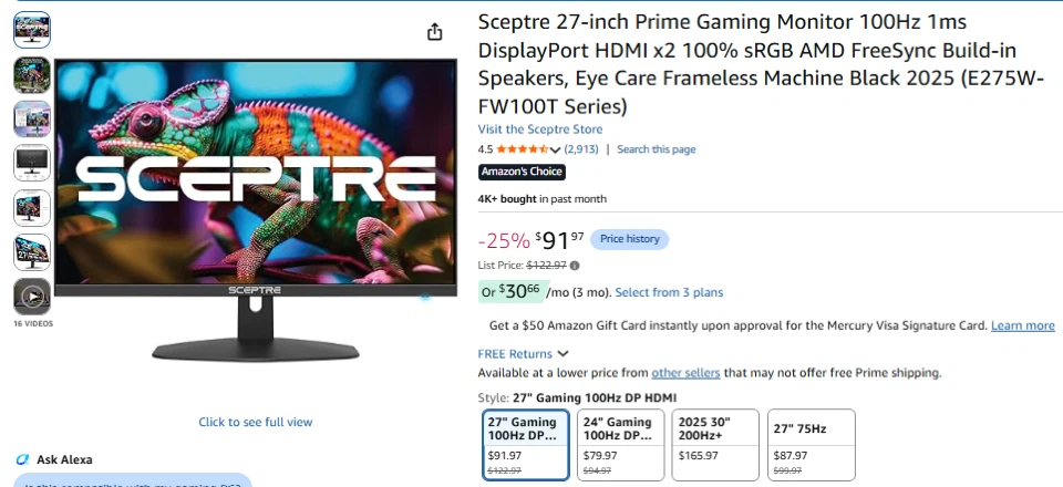 Sceptre 27-inch Gaming Monitor - photo 3