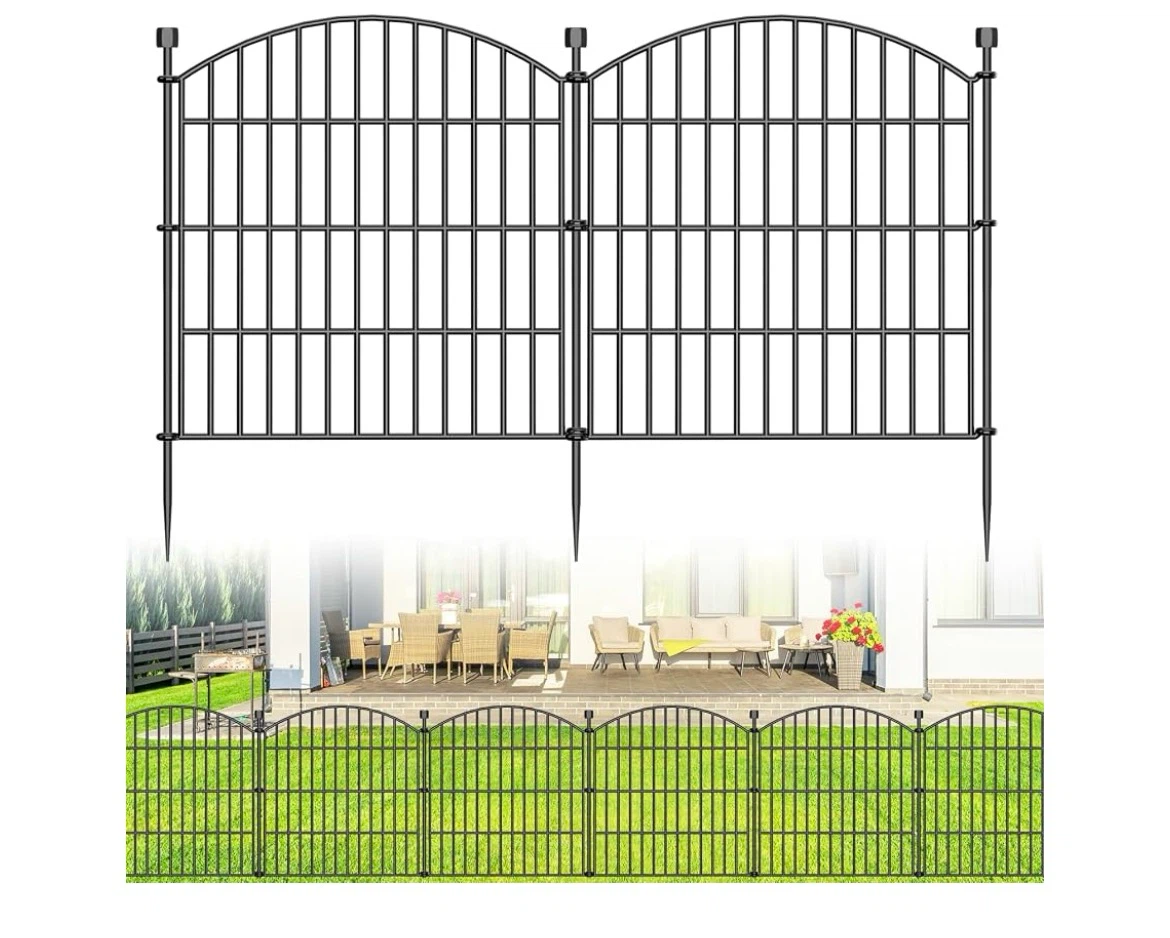 10 Pack Black Metal Garden Fence Animal Barrier