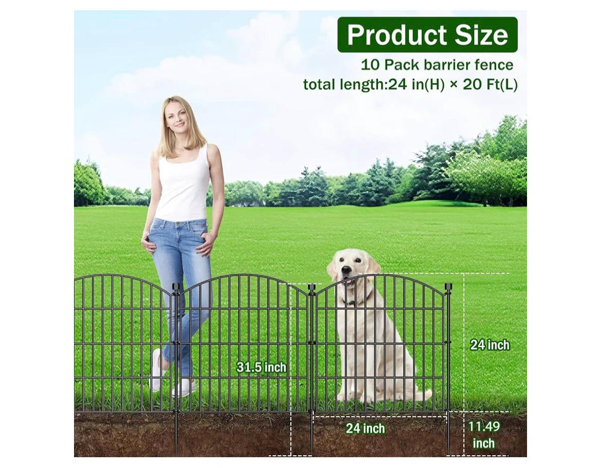 10 Pack Black Metal Garden Fence Animal Barrier - photo 2