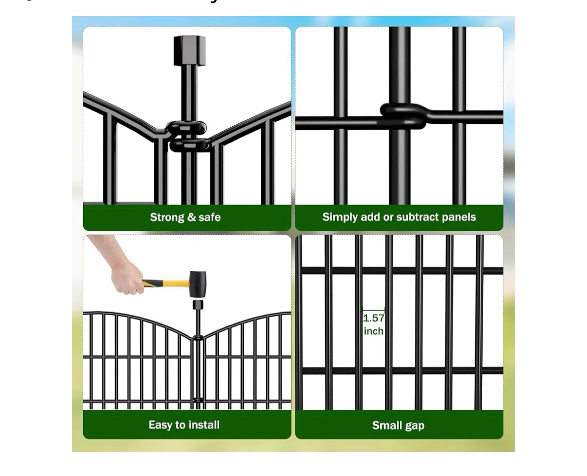 10 Pack Black Metal Garden Fence Animal Barrier - photo 4