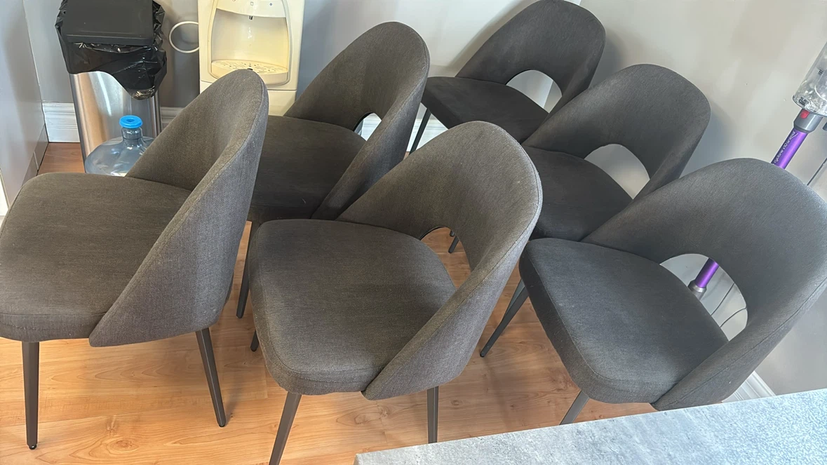 Grey Concrete-Look Dining Table with 6 Chairs - photo 2