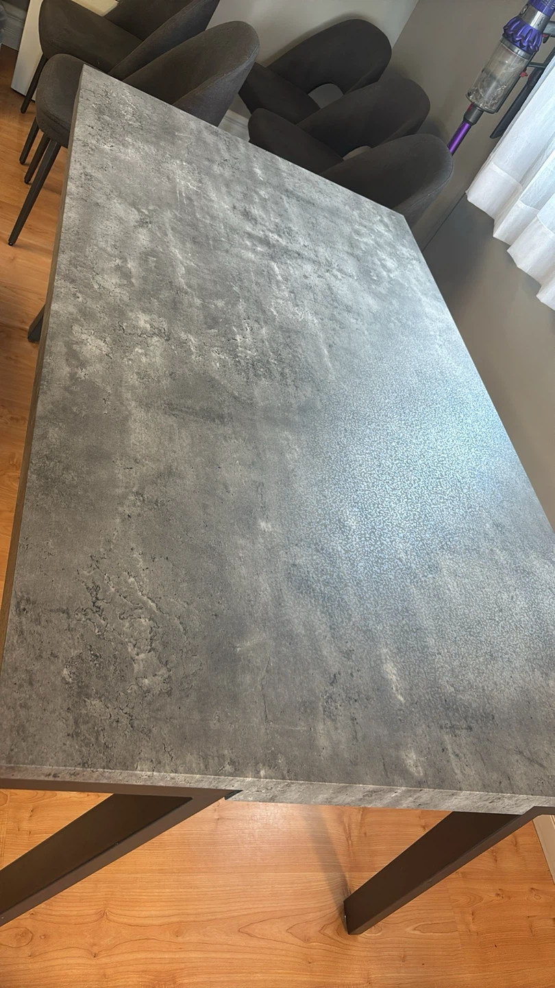 Grey Concrete-Look Dining Table with 6 Chairs - photo 3