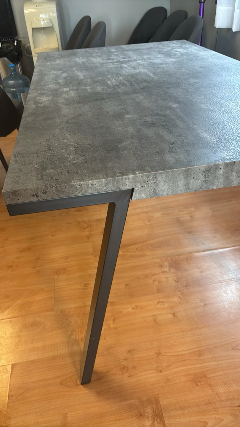 Grey Concrete-Look Dining Table with 6 Chairs - photo 5