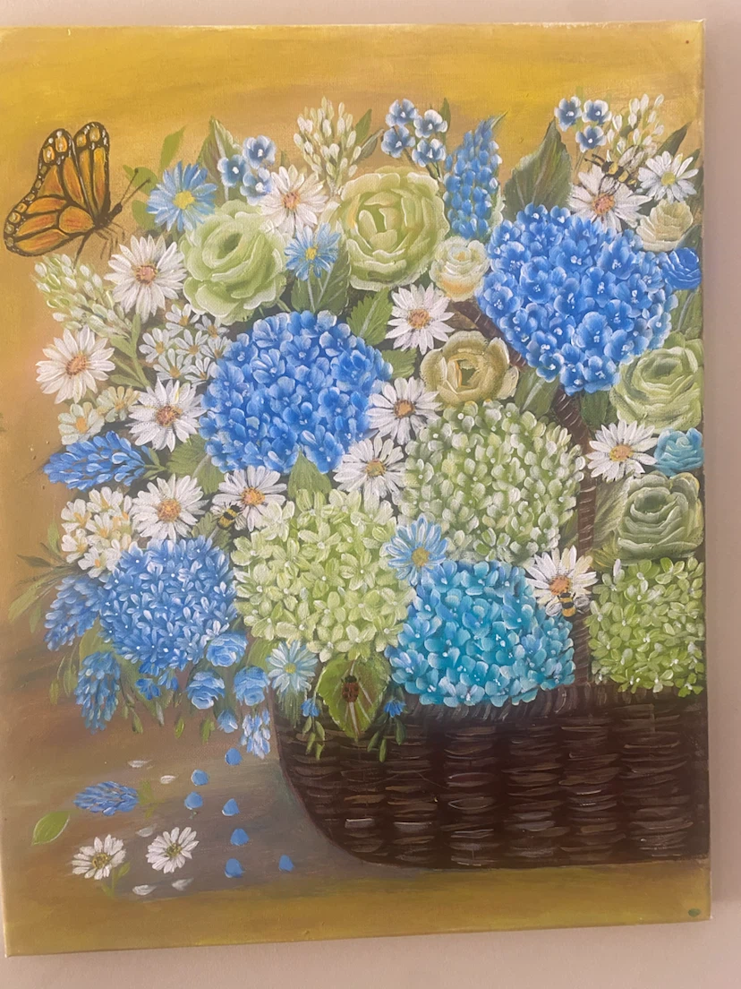 Painting of Flowers in a Basket