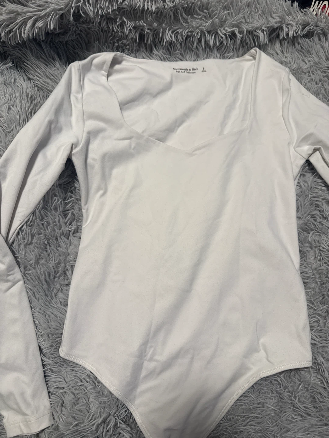 Abercrombie White Long Sleeve Bodysuit