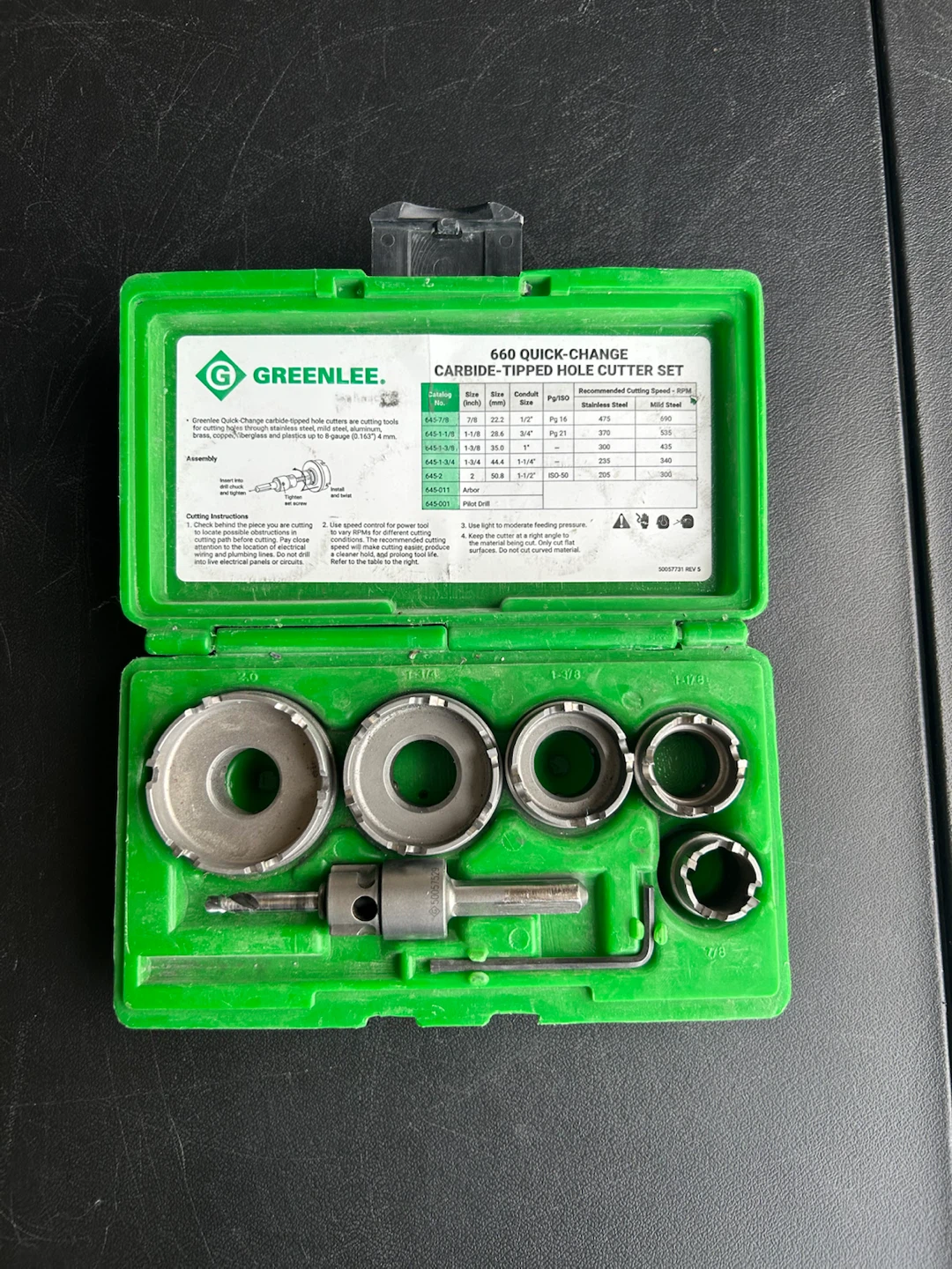Greenlee 660 Quick-Change Carbide-Tipped Hole Cutter Set - photo 5