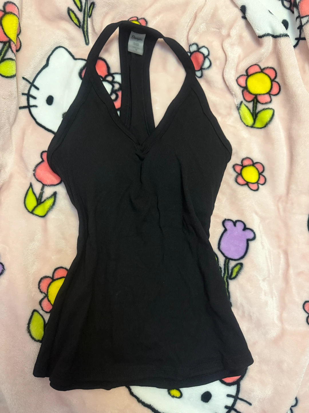 Danysu Black Ribbed Tank Top - Size M
