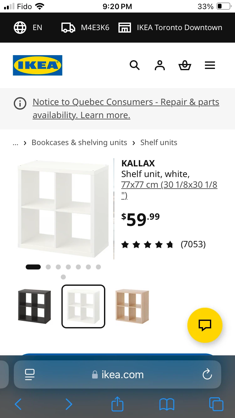 IKEA KALLAX Shelf unit, white, 77x77 cm