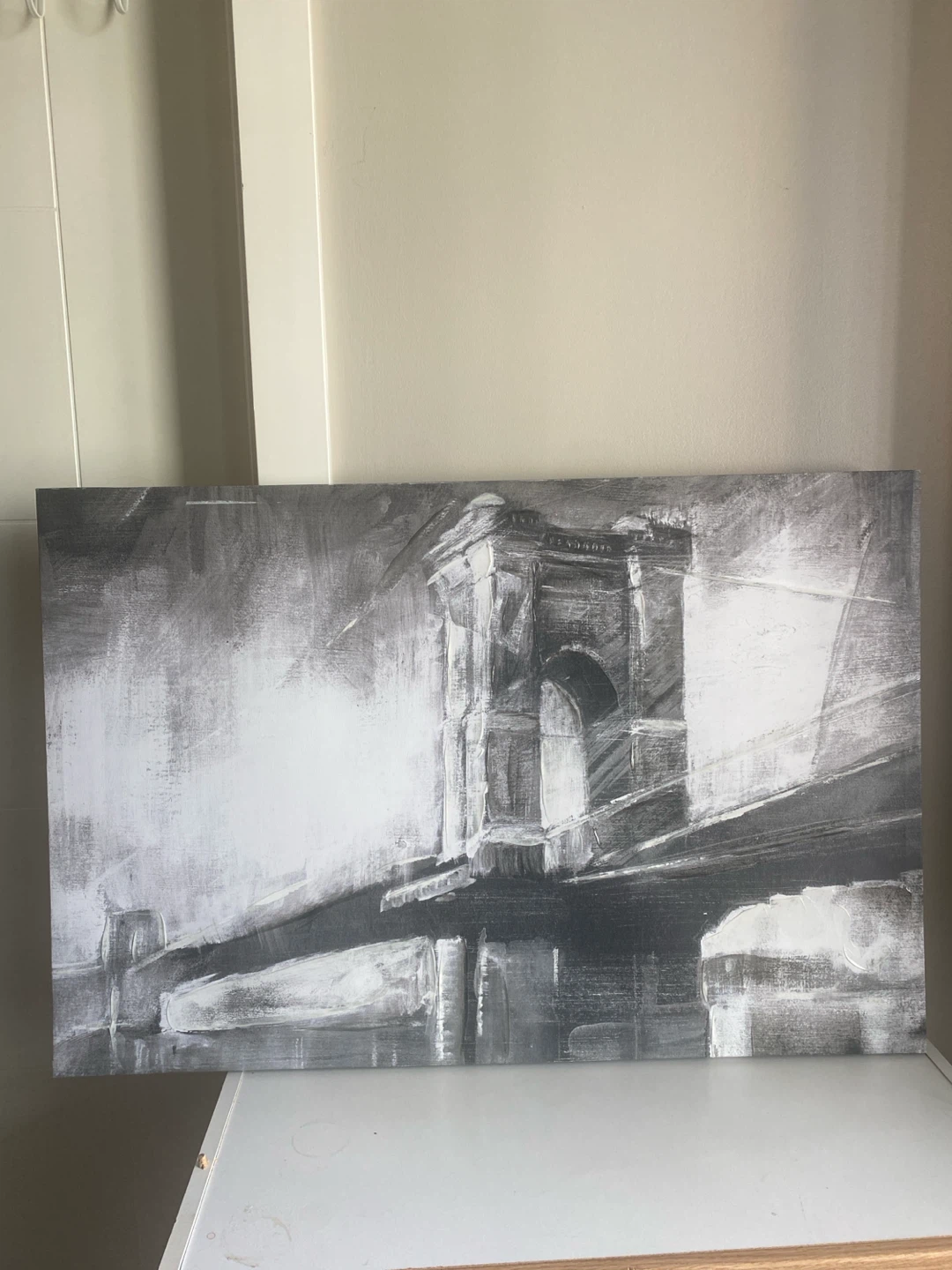 Modern Black & White Abstract Canvas Wall Art – 36” x 24” - photo 2