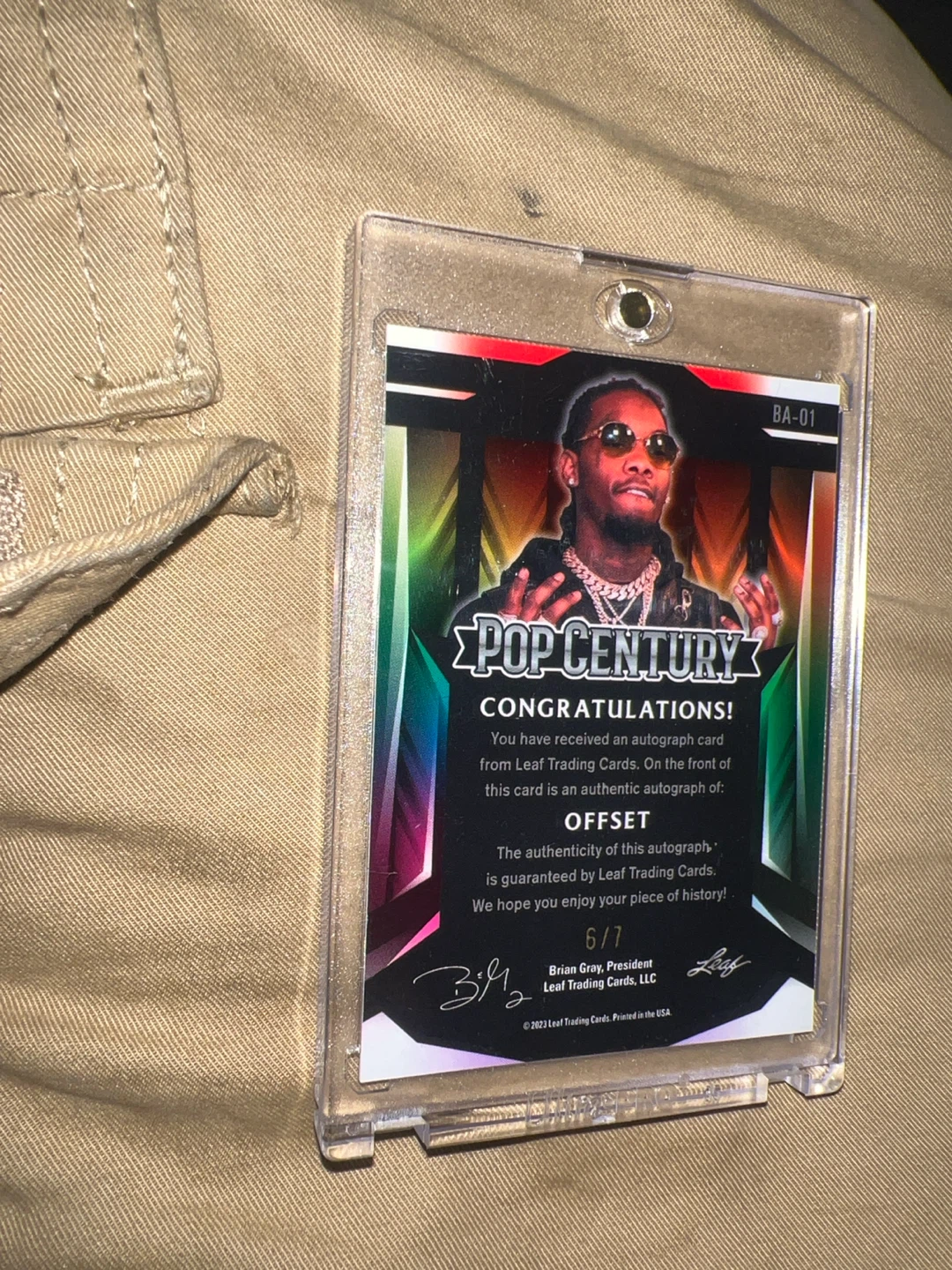 Leaf Pop Century Offset Autograph Trading Card 6/7 - photo 2