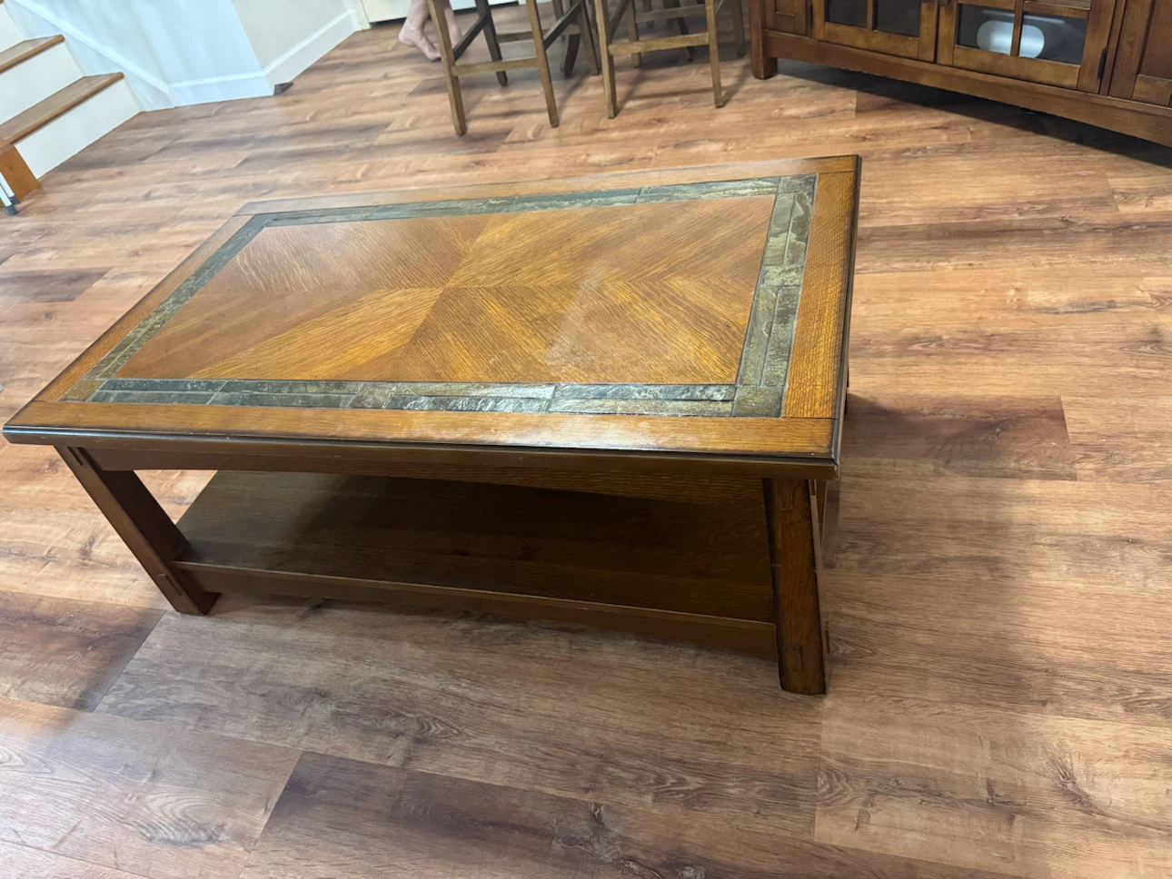 Wooden Coffee Table with Inlay Top