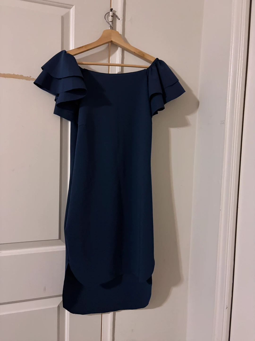Navy Blue Ruffle Sleeve Dress