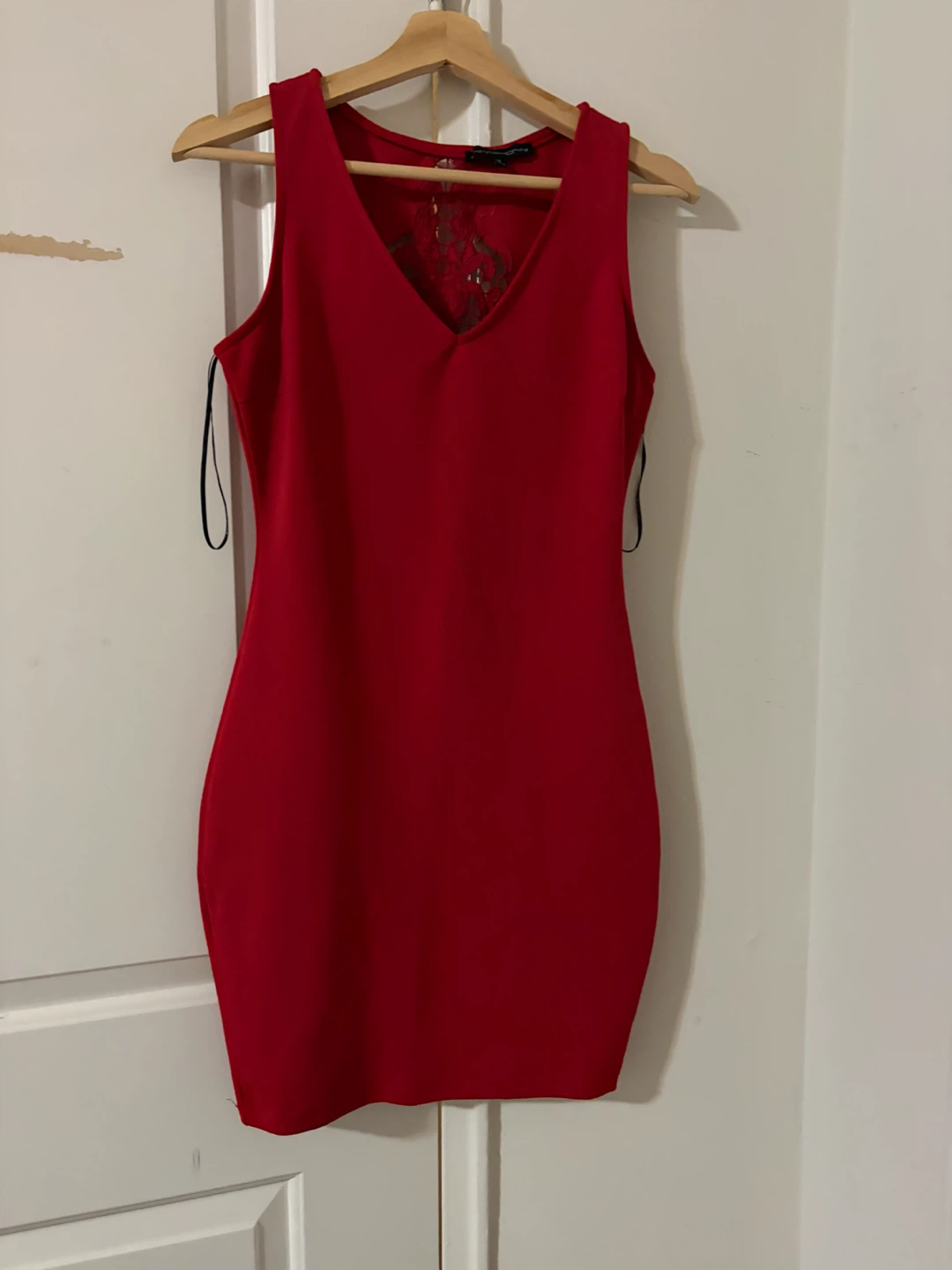 Red Sleeveless Dress with Lace Back Detail