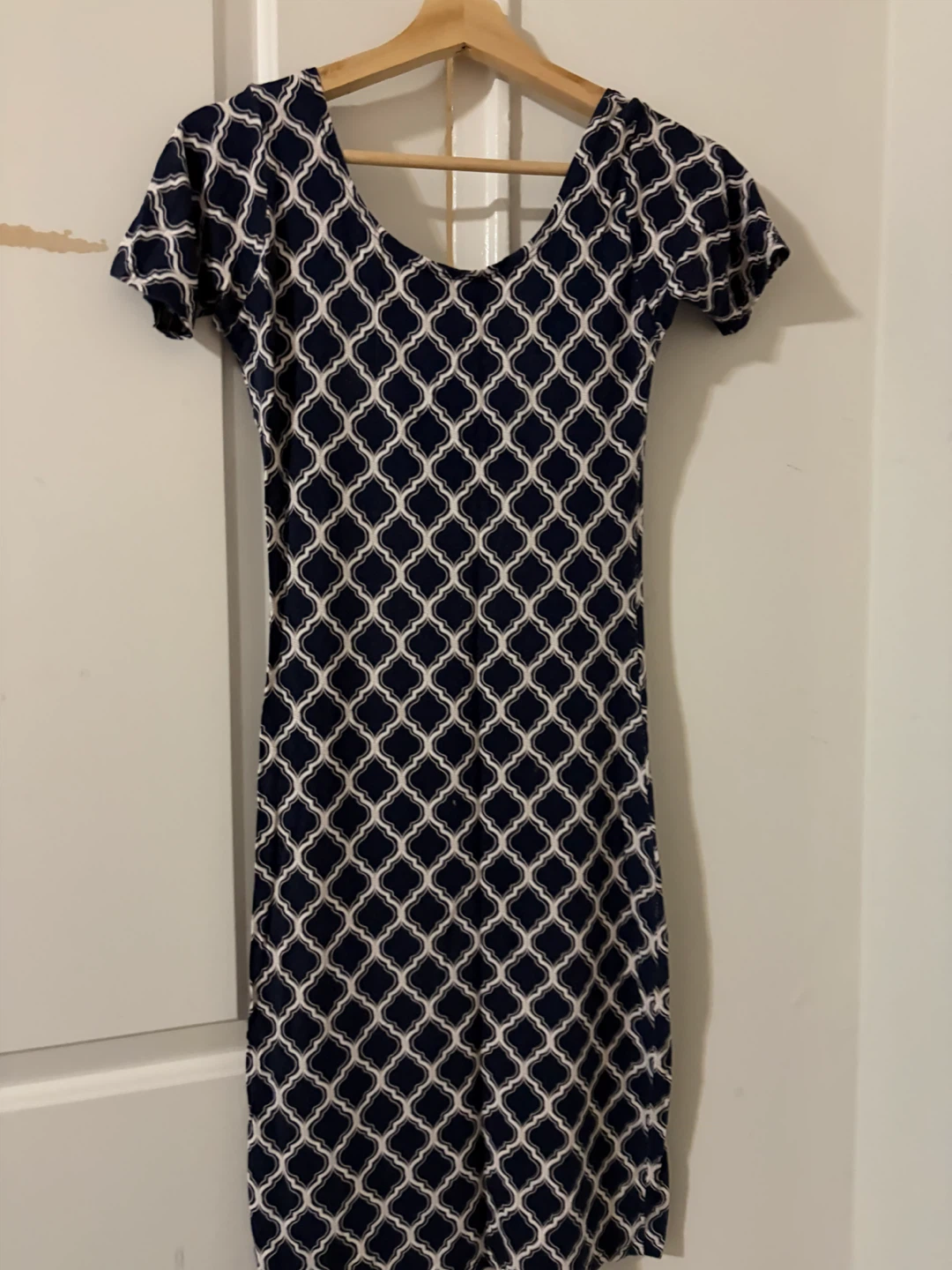 Women's Navy and White Patterned Dress