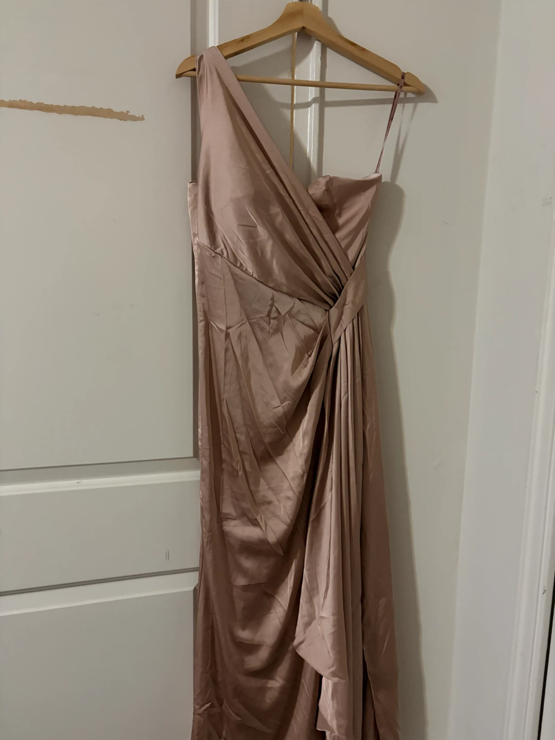 Satin One-Shoulder Maxi Dress