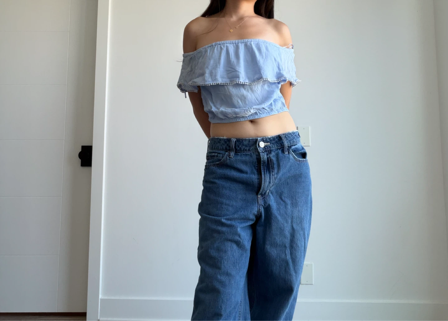BUY 1, TAKE 1: Miss Selfridge Blue & Red off shoulder top - photo 2