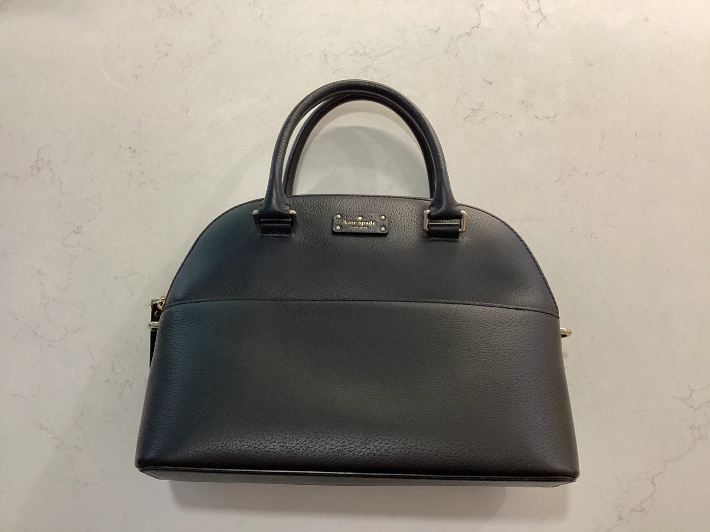 Kate Spade Black Leather Dome Satchel Handbag