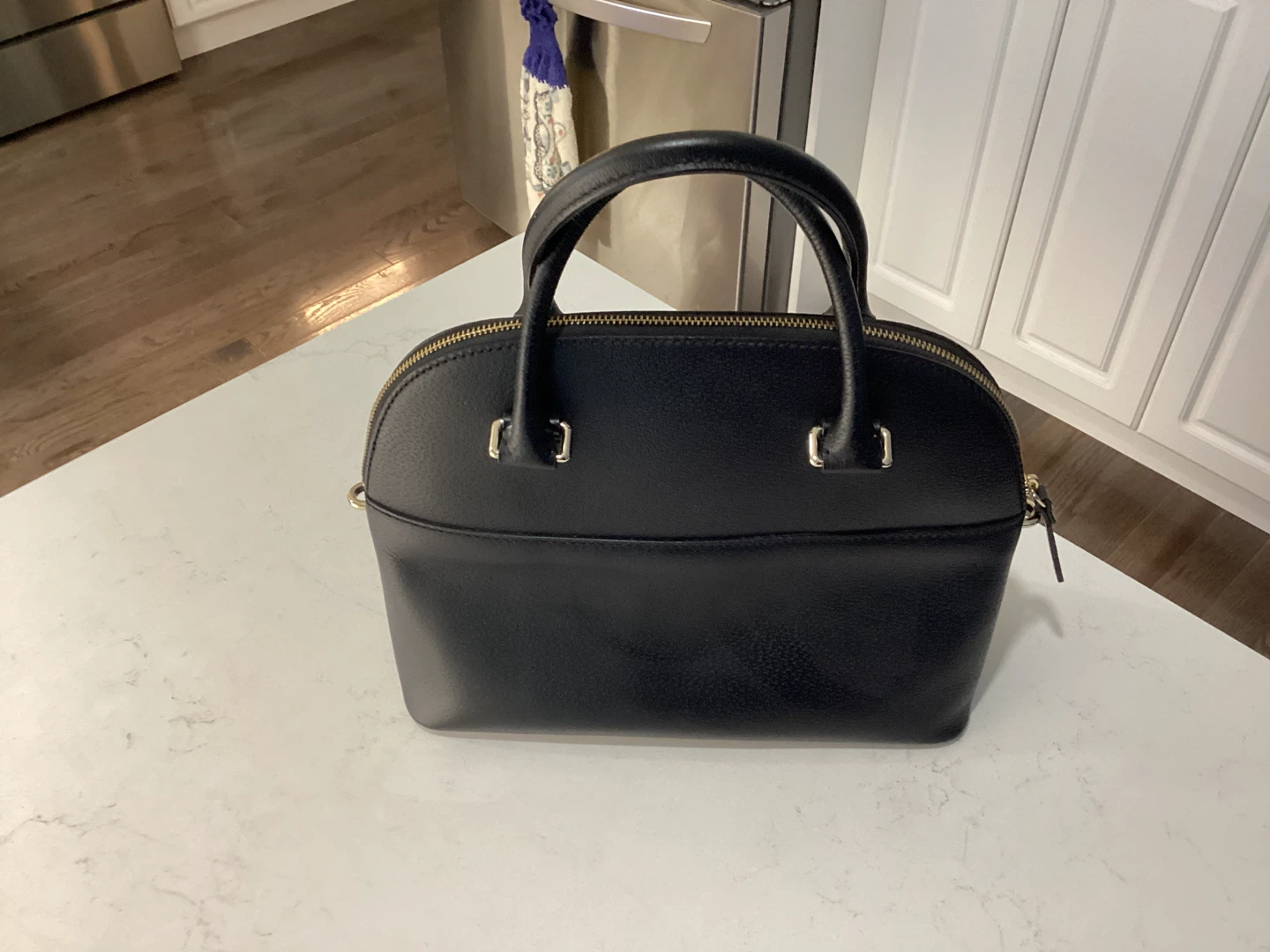 Kate Spade Black Leather Dome Satchel Handbag - photo 4