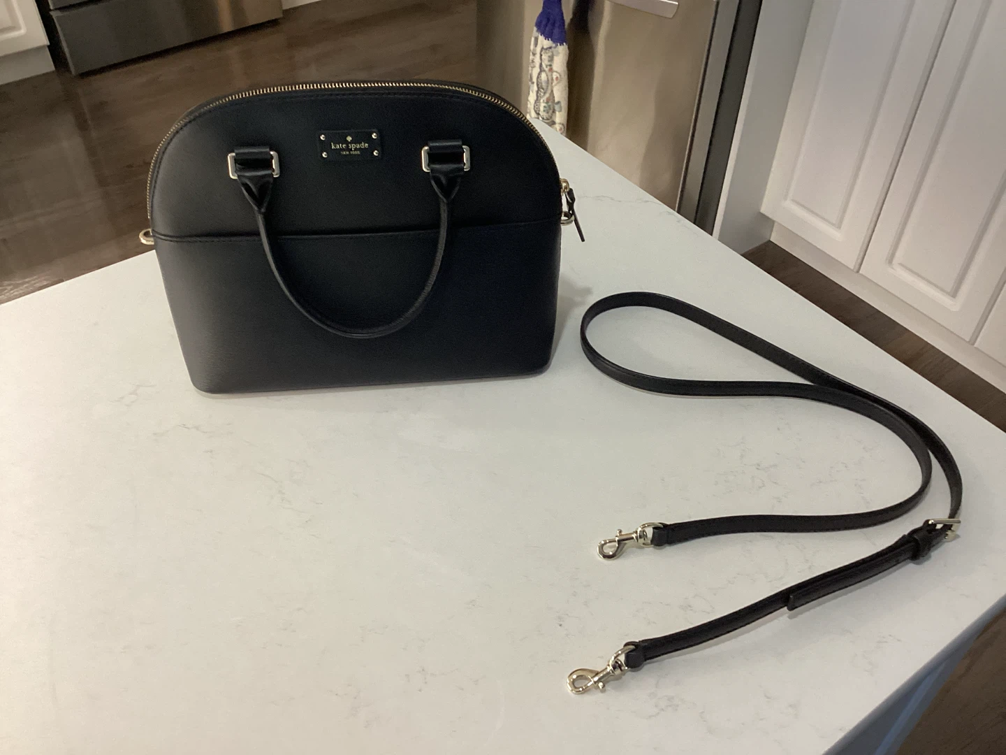 Kate Spade Black Leather Dome Satchel Handbag - photo 5