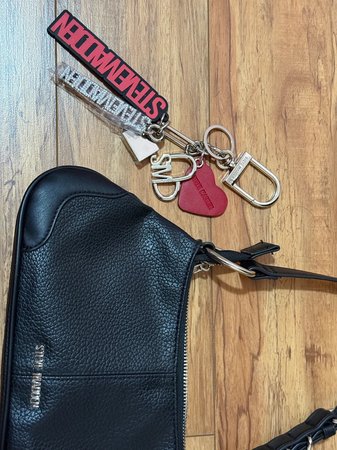 Steve Madden Black Shoulder Bag with Charms