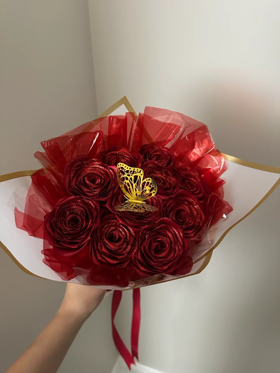 Red Rose Bouquet with Butterfly - photo 4