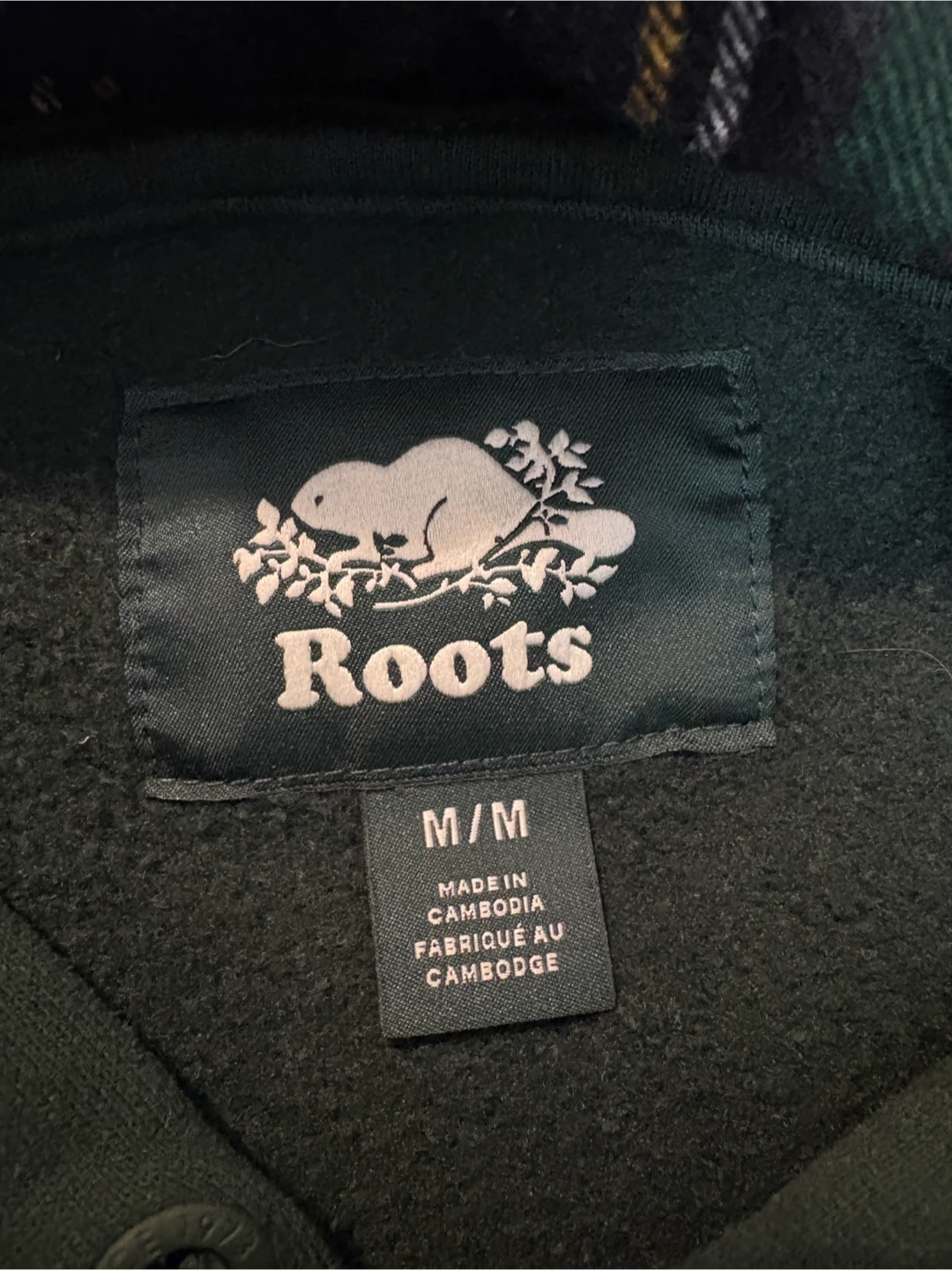 Rare Roots Green Plaid Organic Cotton Hoodie Men’s Size Medium - photo 2