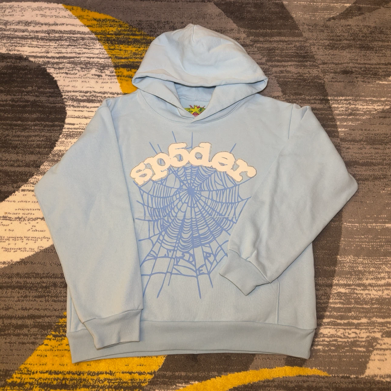 Sky Blue Spider Hoodie VVS Rhinestone