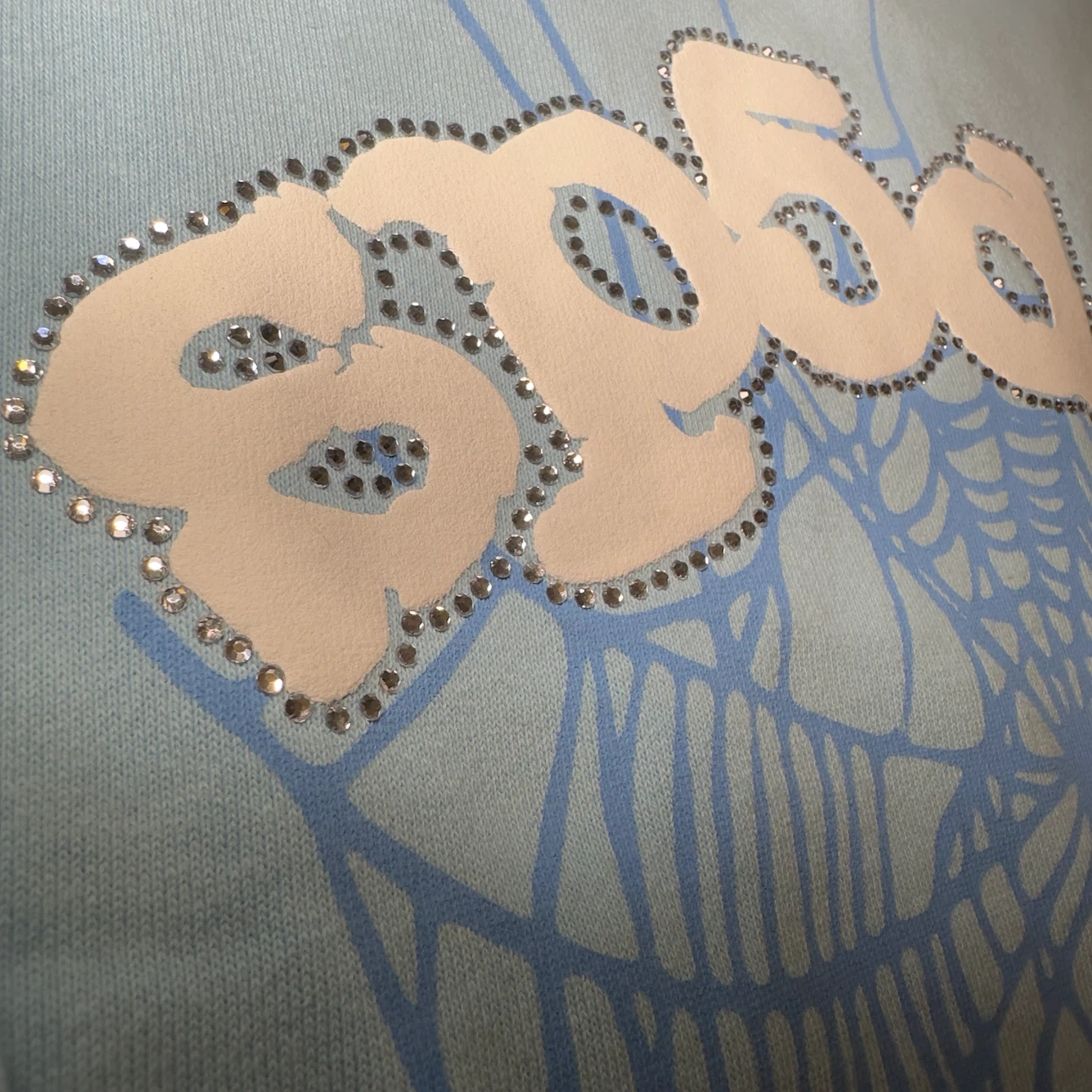 Sky Blue Spider Hoodie VVS Rhinestone - photo 2