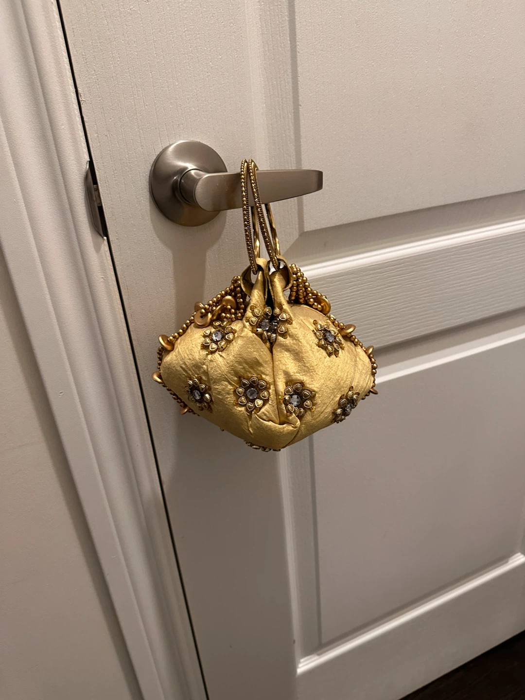 Gold Beaded Evening Clutch Bag