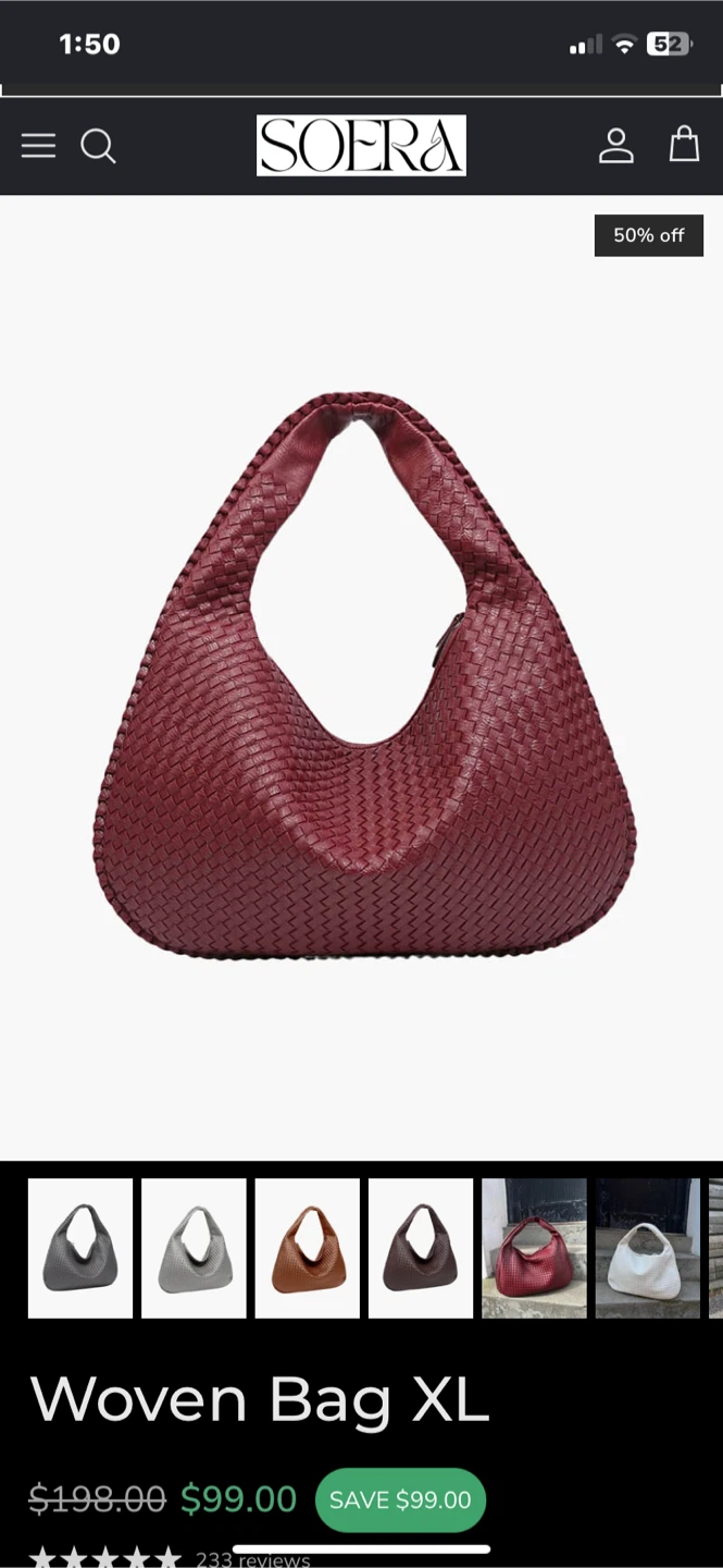 New SOFRA Woven Hobo Bag - Burgundy