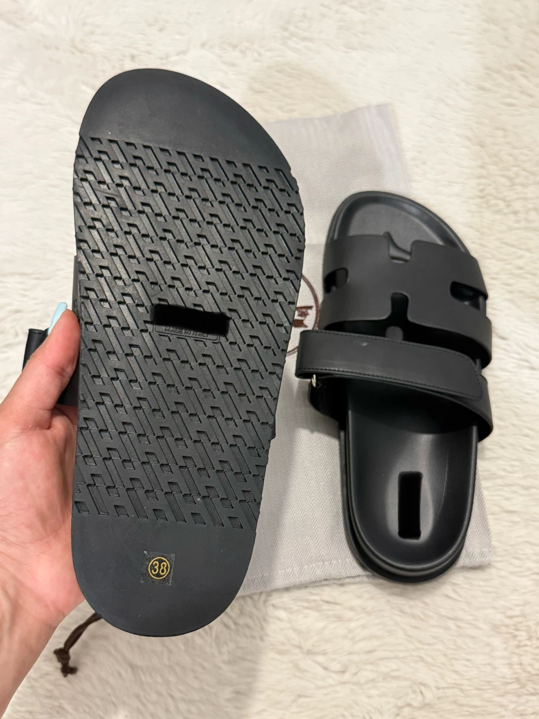 Black Leather Sandals Size 38 - photo 3