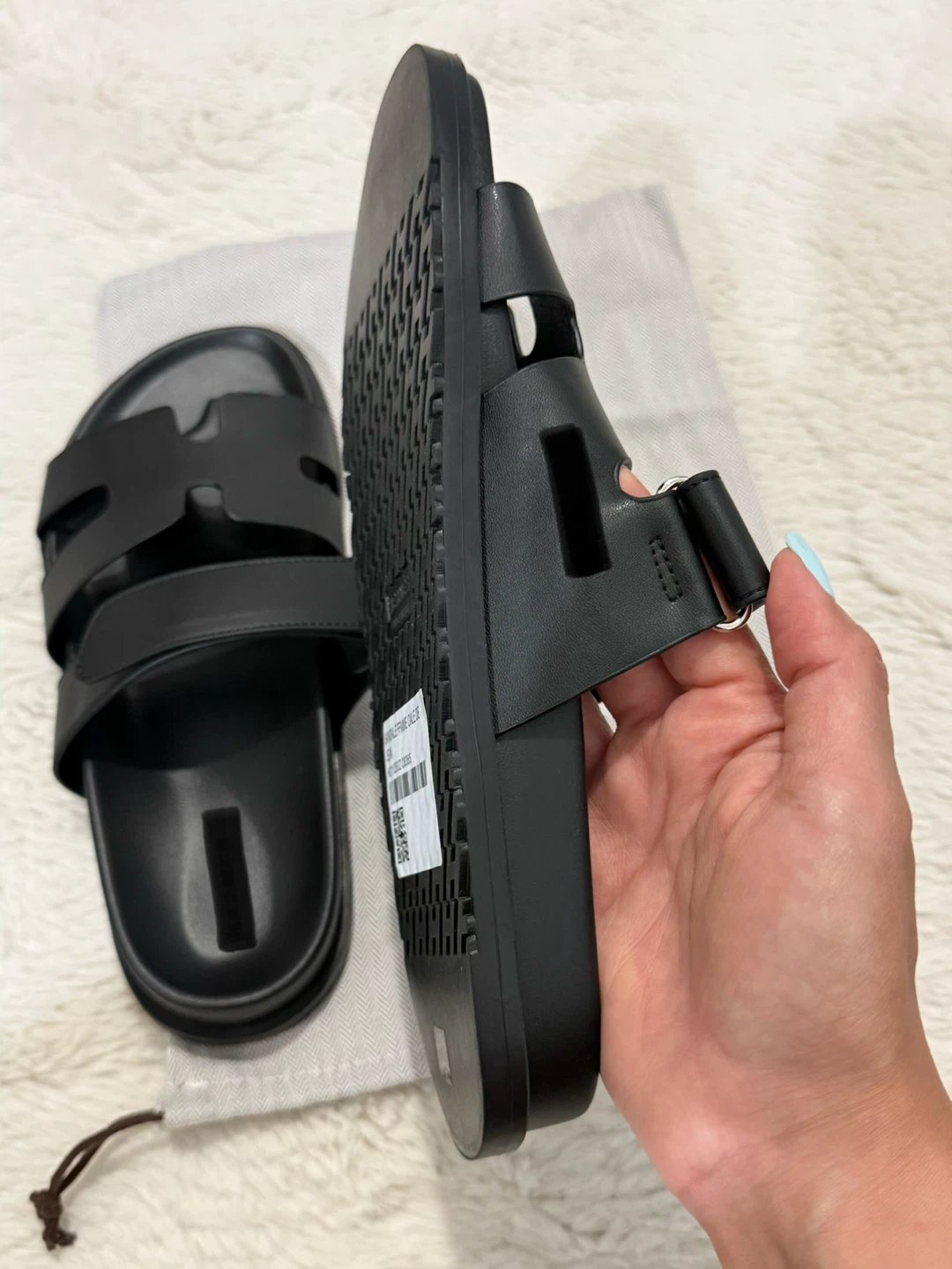 Black Leather Sandals Size 38 - photo 4