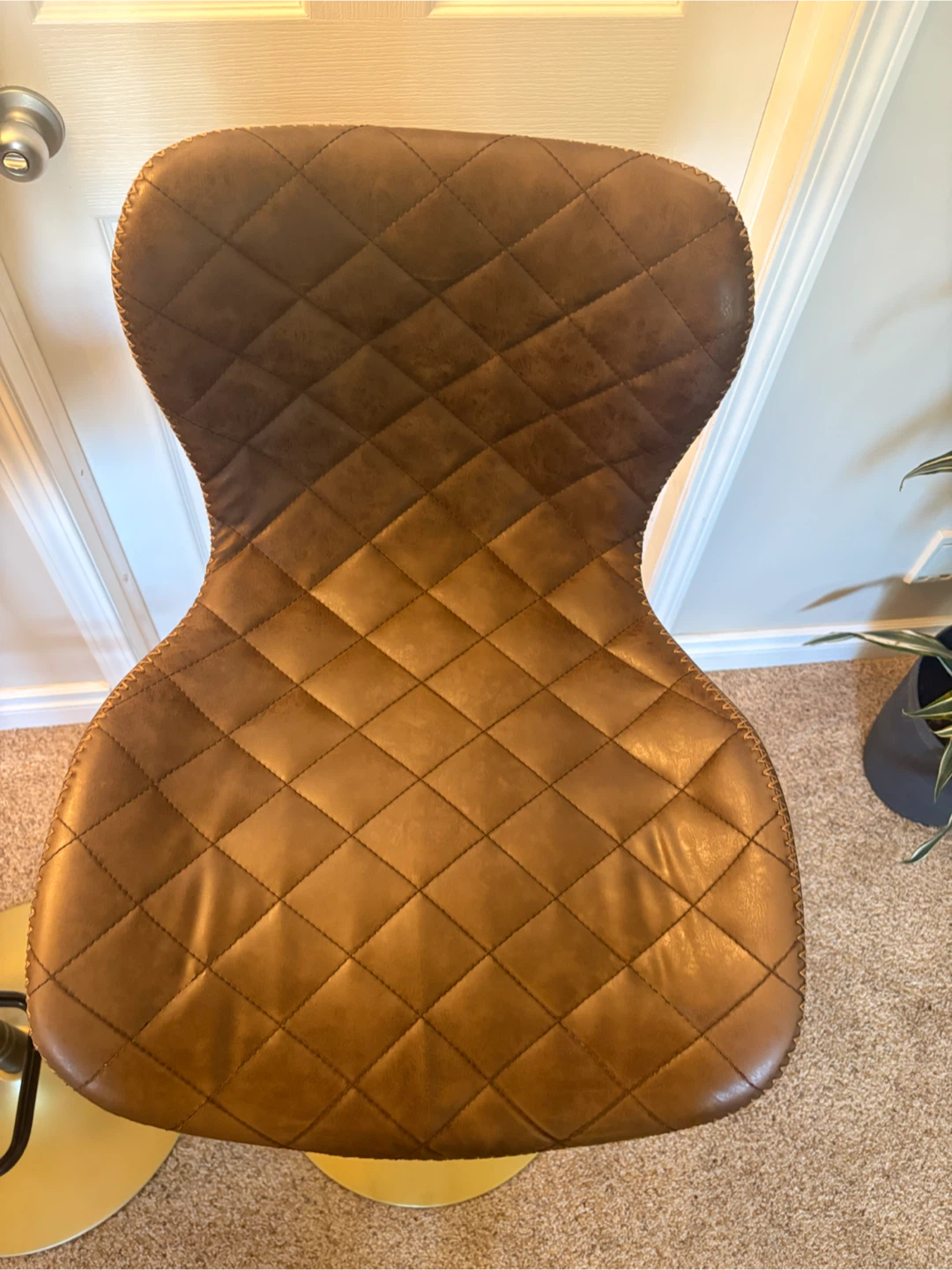 Brown Faux Leather Swivel Bar Stools (Set of 2) - photo 4