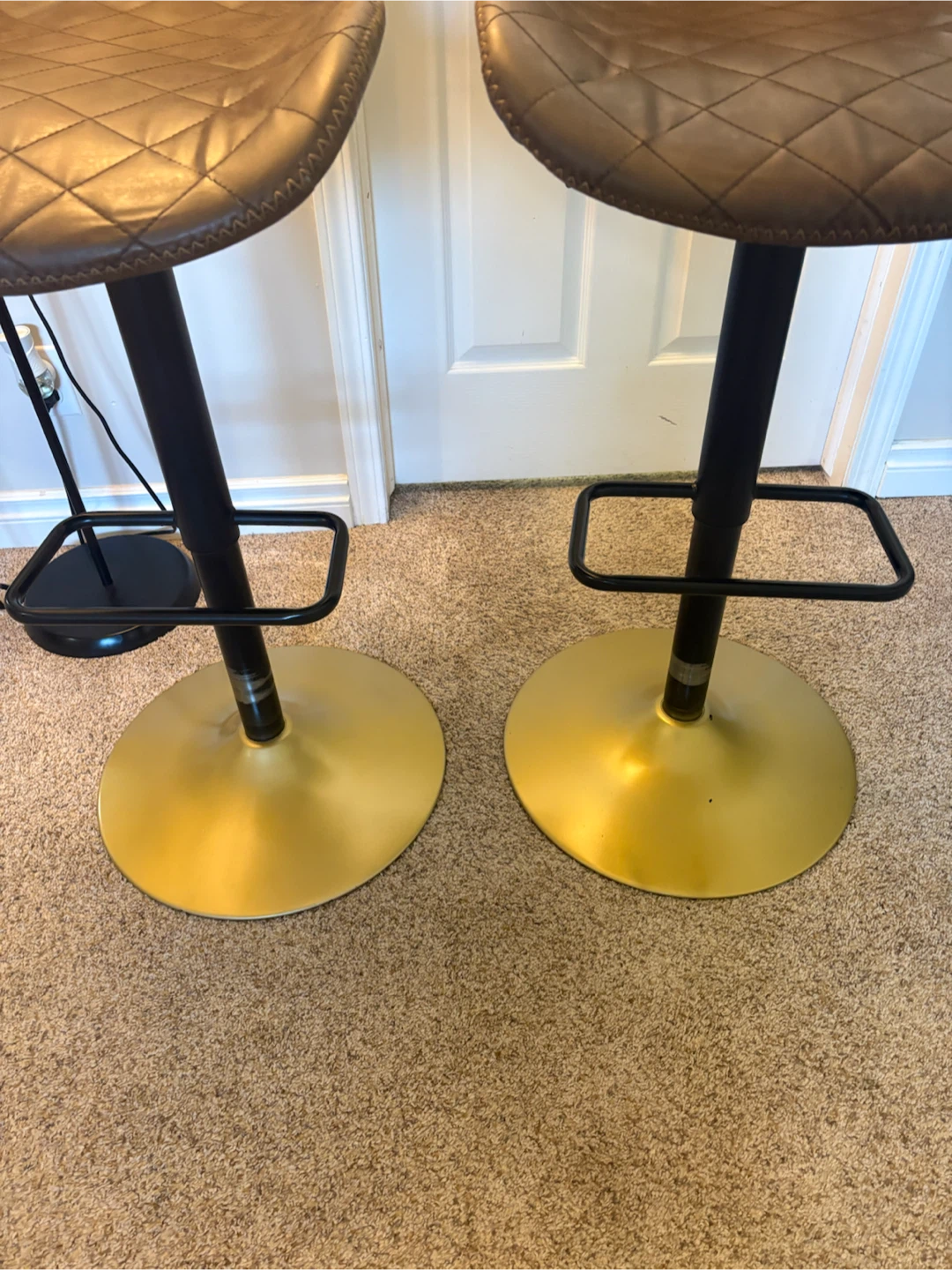 Brown Faux Leather Swivel Bar Stools (Set of 2) - photo 5