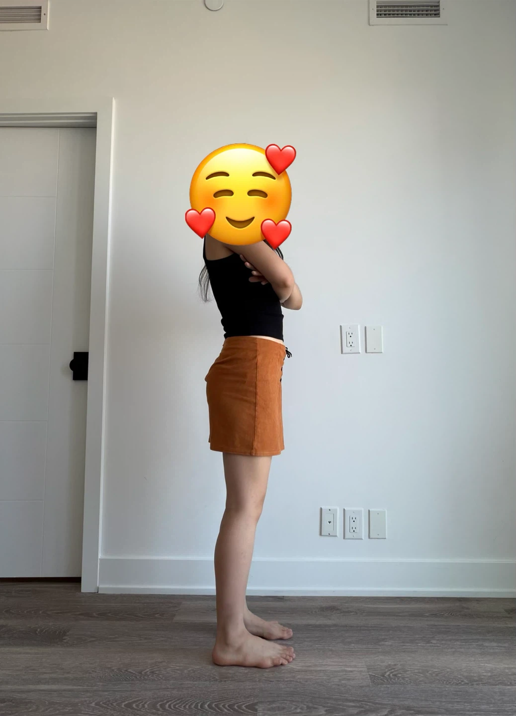 Tan Suede-like Mini Skirt with Real Leather Lace-Up Front - photo 2