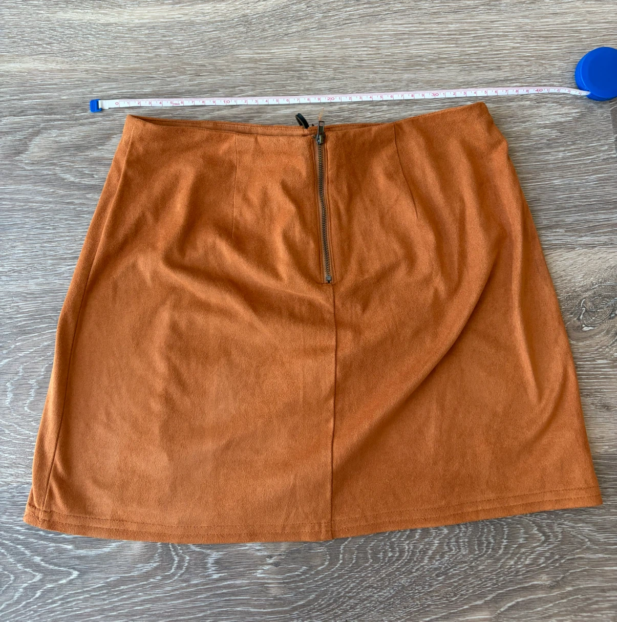 Tan Suede-like Mini Skirt with Real Leather Lace-Up Front - photo 5