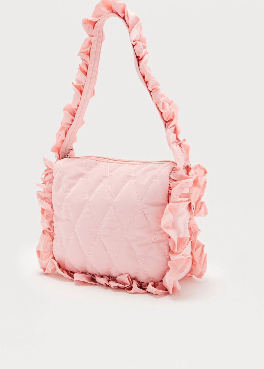 Pink Ruffled Quilted Shoulder Bag - photo 2