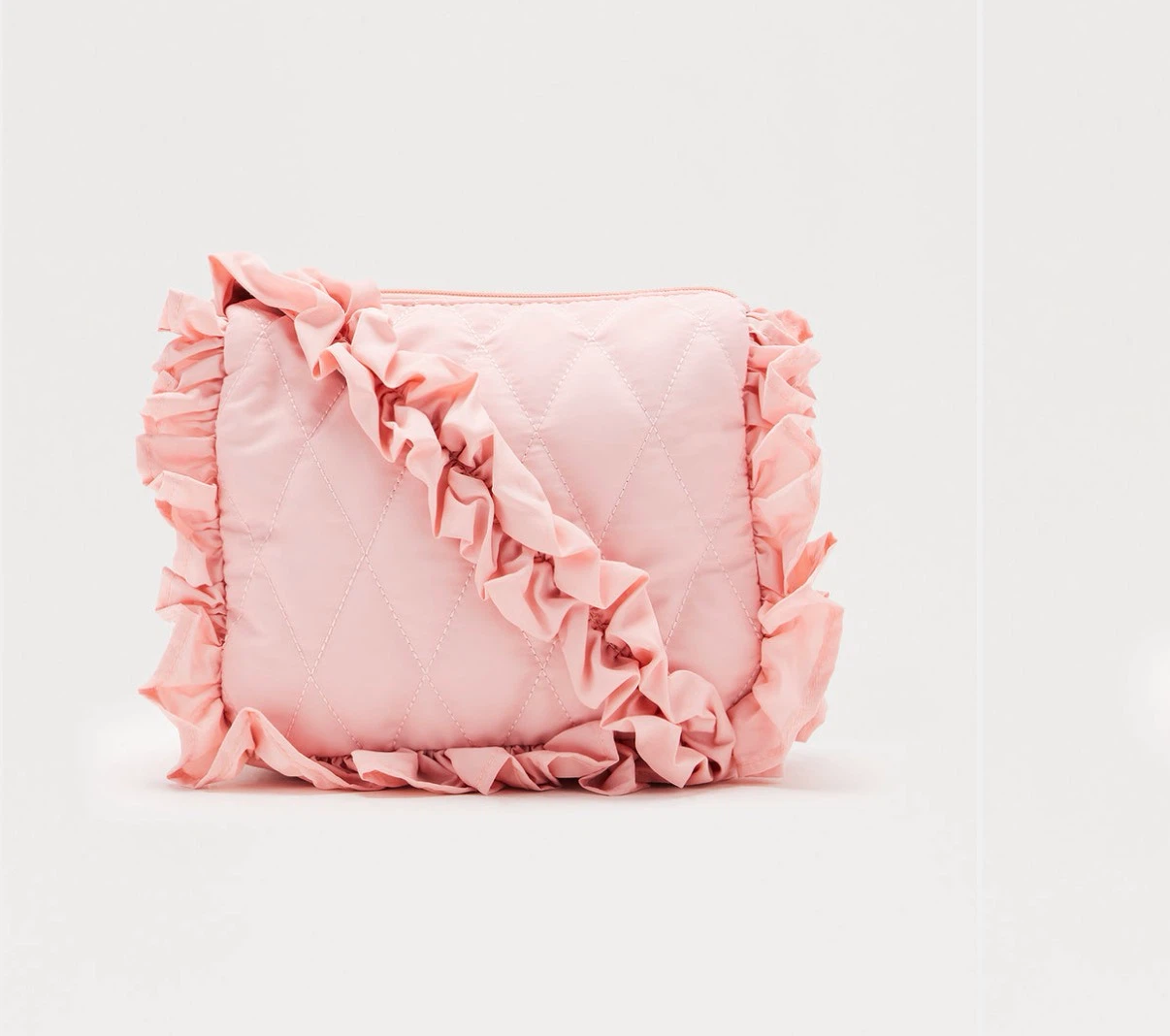 Pink Ruffled Quilted Shoulder Bag - photo 3